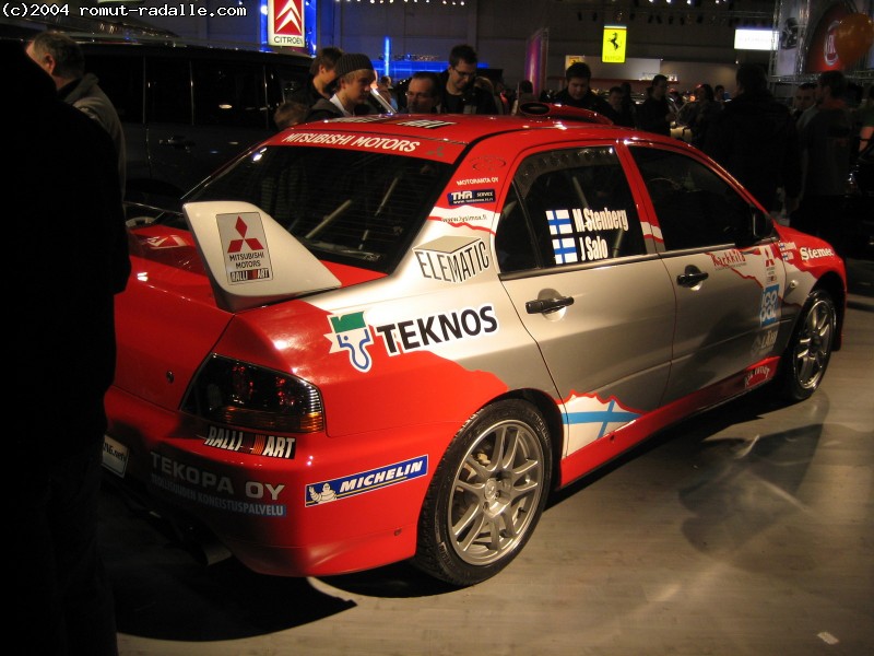 Mitsubishi Evo -kilpa-auto. Stenberg / Salo, Ralli Art