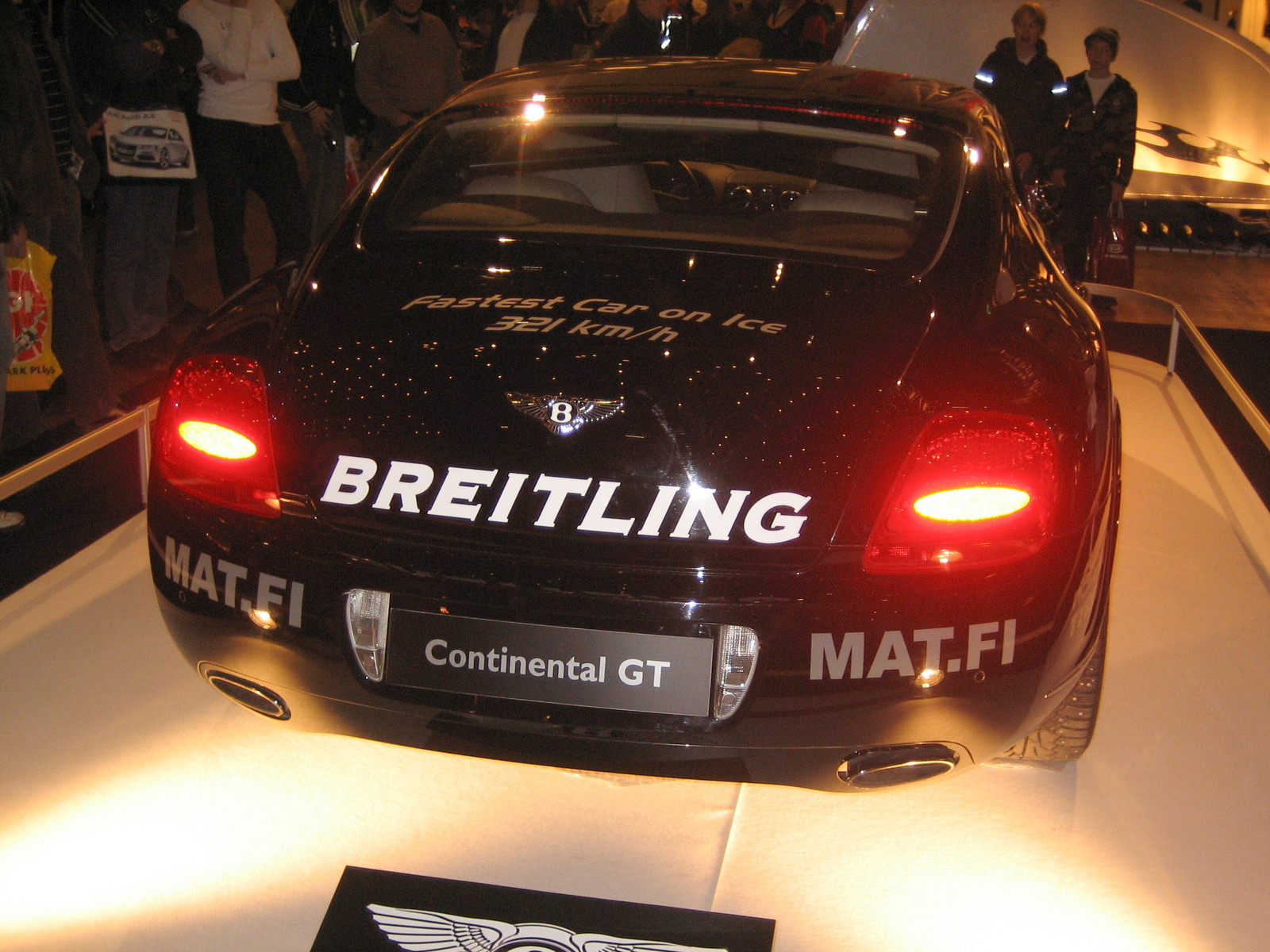 Helsinki motor show 2007, Bentley Continental GT. Fastest Car on Ice, 321 km/h, Breitling