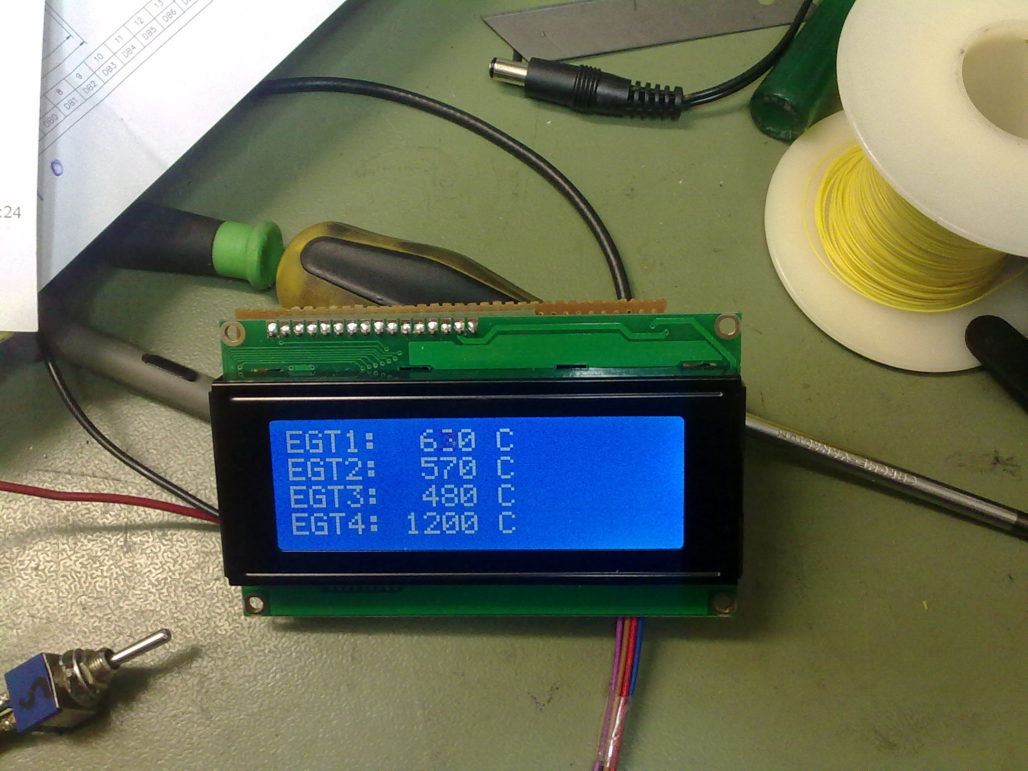 Janin 1607cc "4A-GE" Moottoriprojekti, Prototyyppi. EGT display.