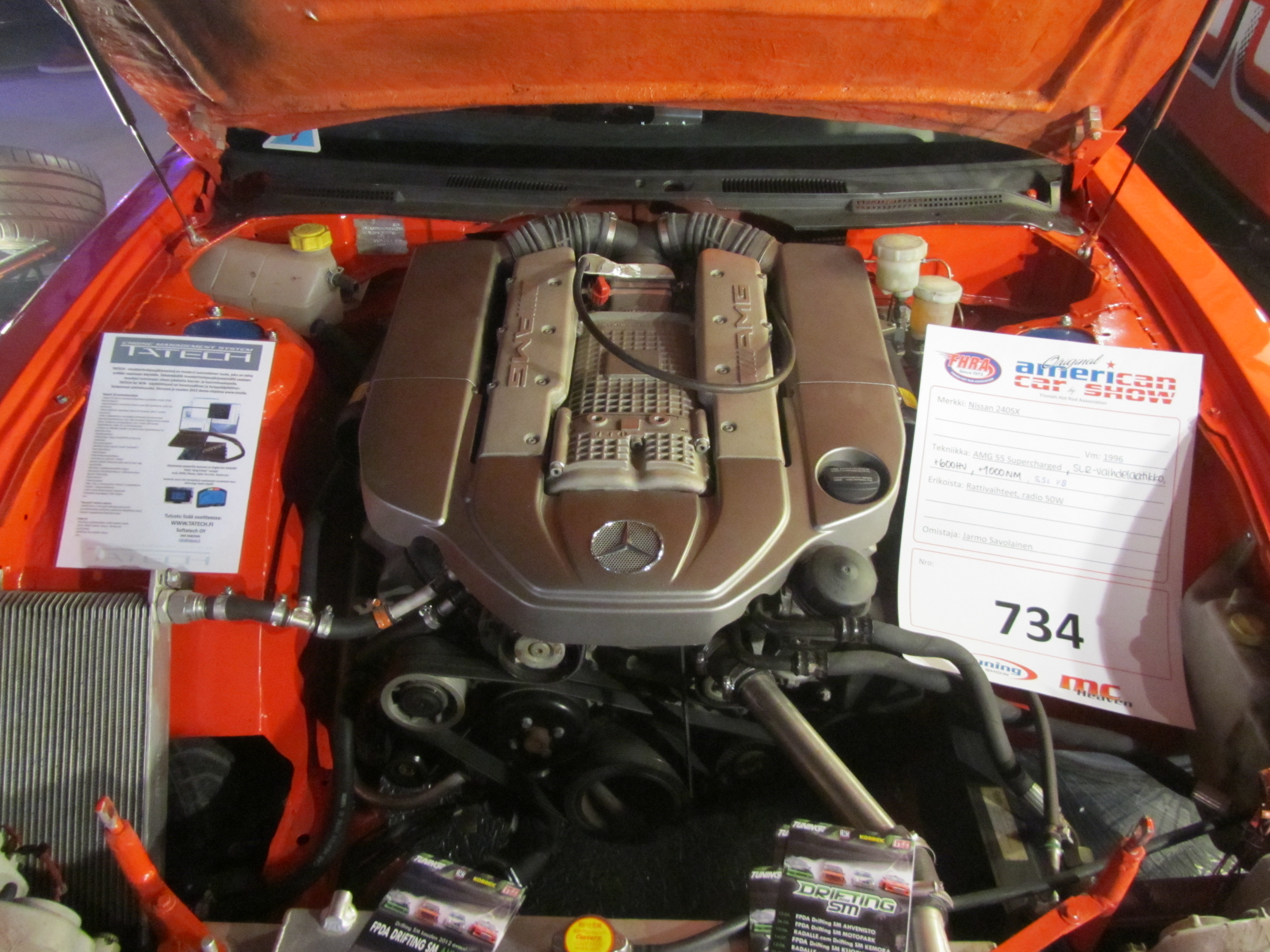 ACS, American Car Show 2012, Nissan 200SX, AMG 55 Supercharged -moottorilla  600hv,  1000nm. 5.5L V8