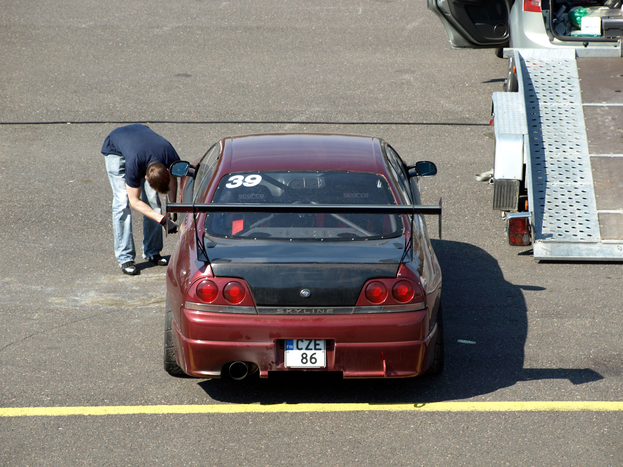 Fintoys ratapÃ¤ivÃ¤ 23.5.2014 Alastaro Circuit, Red Nissan Skyline rear view